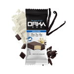 Orka Bar vanilla bean flavor packaging with ingredients on a white background
