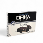 Box of Orka Bar cookies and cream flavor on a white background