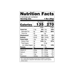 Nutrition facts label for cookies and cream bar on a white background
