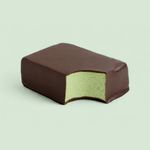 Mint protein ice cream bar on a light green background