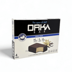 Box of Orka Vanilla Bean energy bars on a white background